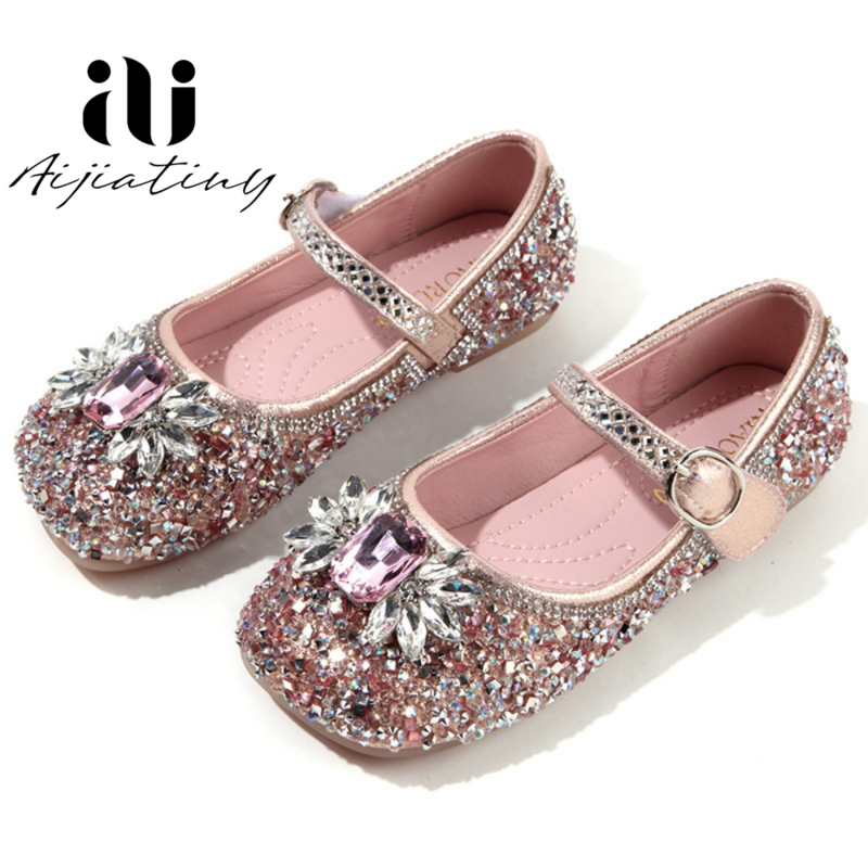 2023 primavera nuovi bambini scarpe Casual ragazze strass scarpe da principessa Glitter partito scarpe da ballo studente bambini scarpe da prestazione