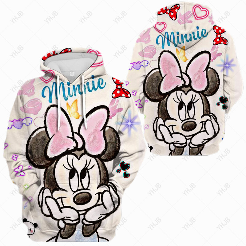 Disney-Mulheres Mickey Mouse Hoodie, camisola grande, Harajuku Pulôver, Kawaii Hoodie, Lazer, Engraçado