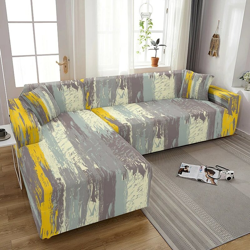 Funda de sofá elástica estampada, cubierta de sofá seccional, Protector de muebles, decoración del hogar