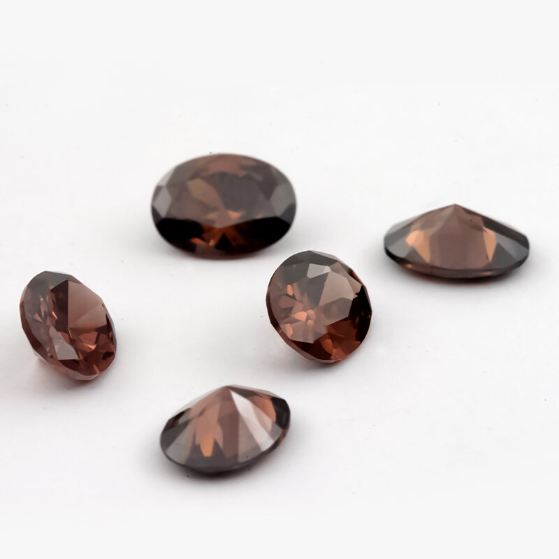 Piedra de circonia cúbica sintética, 2x3 ~ 10x12mm, forma ovalada, Color café y rodolita, AAAAA