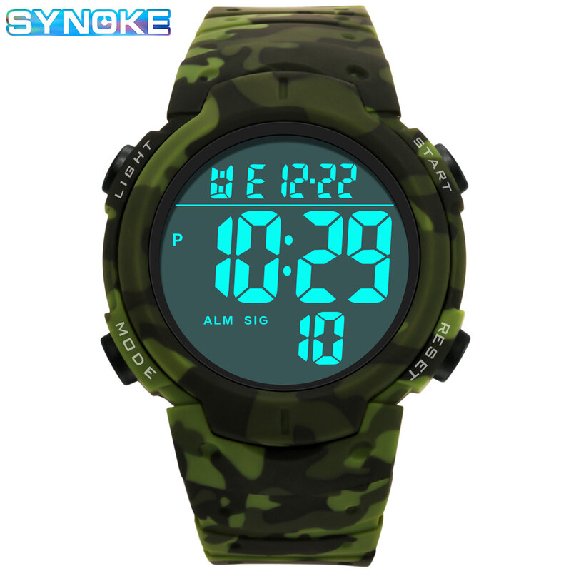 SYNOKE – montre numérique militaire pour homme, accessoire de sport, étanche 50M, multifonction, alarme