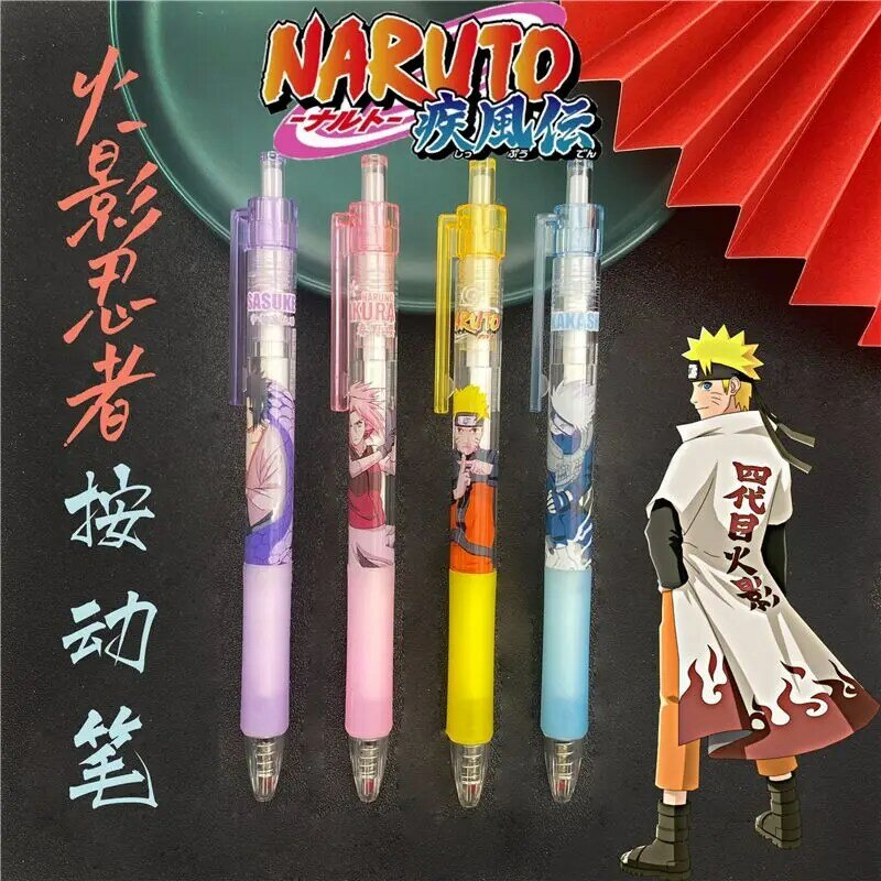 Naruto Joint Press Gel Pen Set, Ins Alto Valor, Caneta Preta Estudante Criativa, Material de Escritório, Atacado, 0,5mm