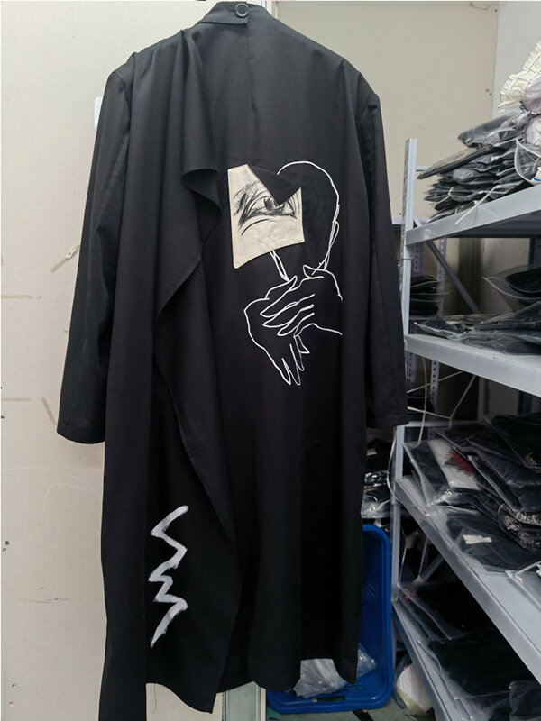 Mystery Eyes patch design Trench cappotti Unisex yohji yamamotos homme giacche da uomo per abbigliamento da uomo Owens top