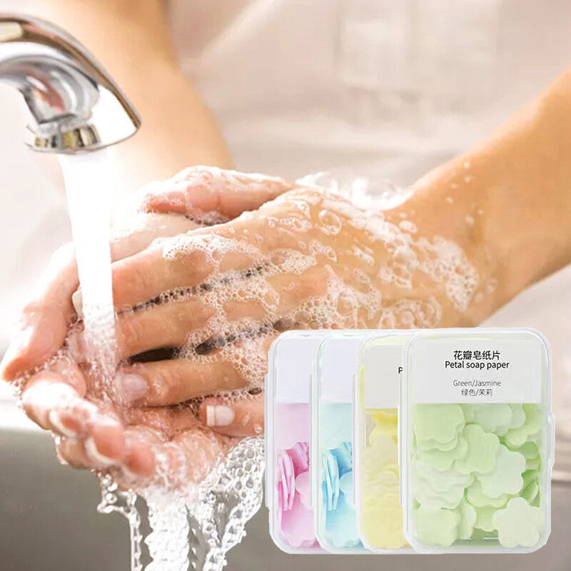 1 коробка одноразового мини-мыла для путешествий портативная Цветочная Форма для мытья рук мытье рук ароматизированные Ломтики для рук лис...