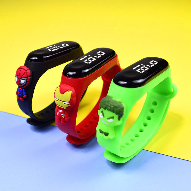 Marvel-reloj Digital deportivo para niños y mujeres, pulsera informal, LED, Spiderman, iron Man