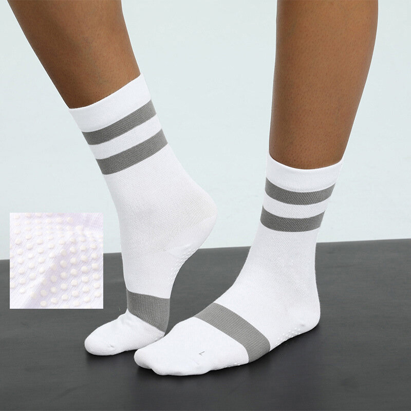 Calcetines de tubo de algodón de estilo Unisex, medias deportivas antideslizantes de color cosido, medias de tubo alto para yoga y gimnasio, primavera y otoño
