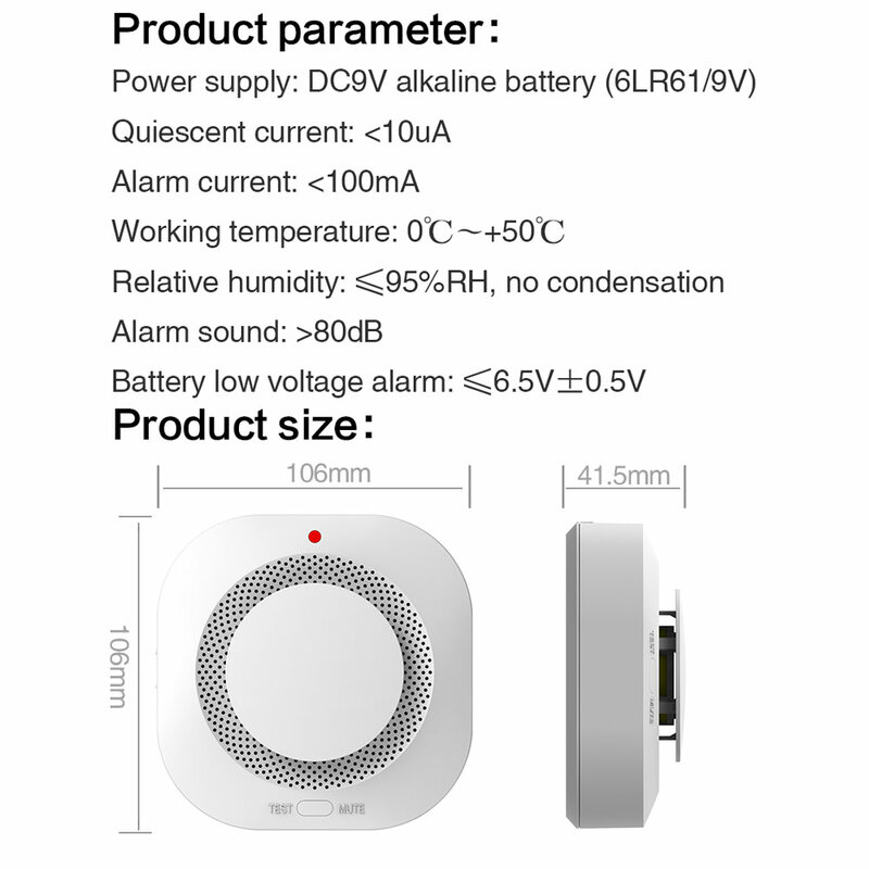 Tuya WiFi Smoke Detector Alarm Sensor Smart Home Security Fire Protection Smart Life Works With Alexa Google Assistant
