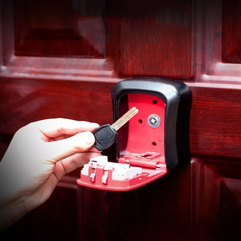 4กล่องล็อคกุญแจในร่มกลางแจ้งกล่องล็อคกุญแจติดผนังอลูมิเนียม Key ปลอดภัยกล่อง Weatherproof
