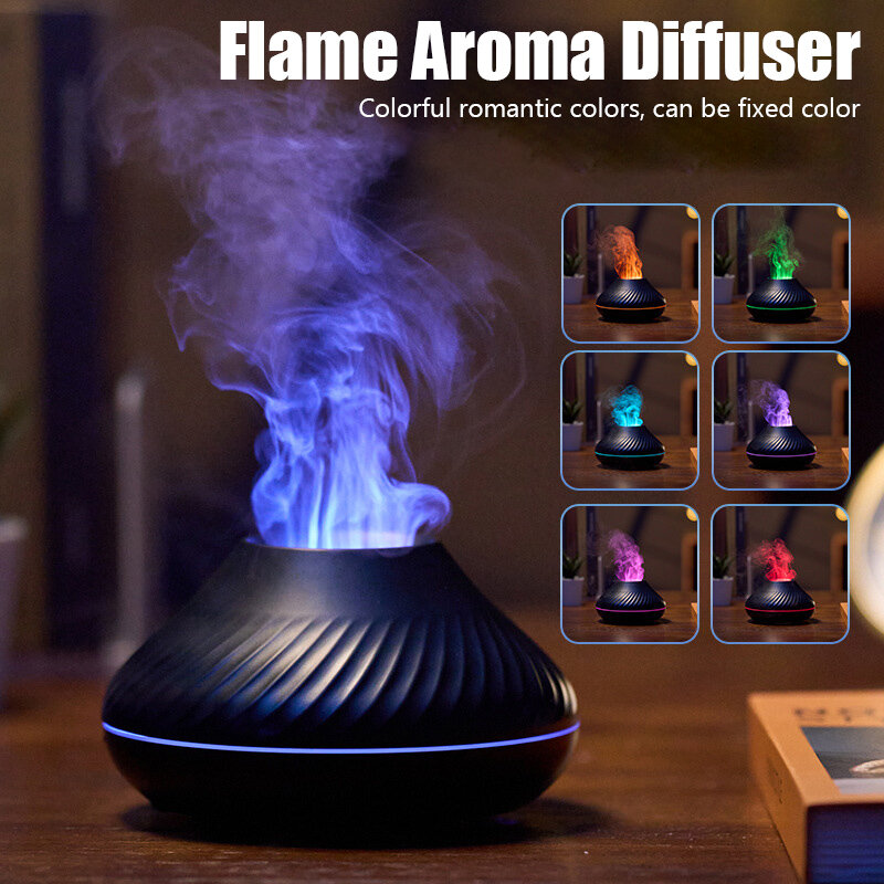 Difusor de Aroma de llama ultrasónico, Humidificador pequeño de aceite esencial con lámpara LED, fabricante de niebla de aire frío para el hogar y la Oficina