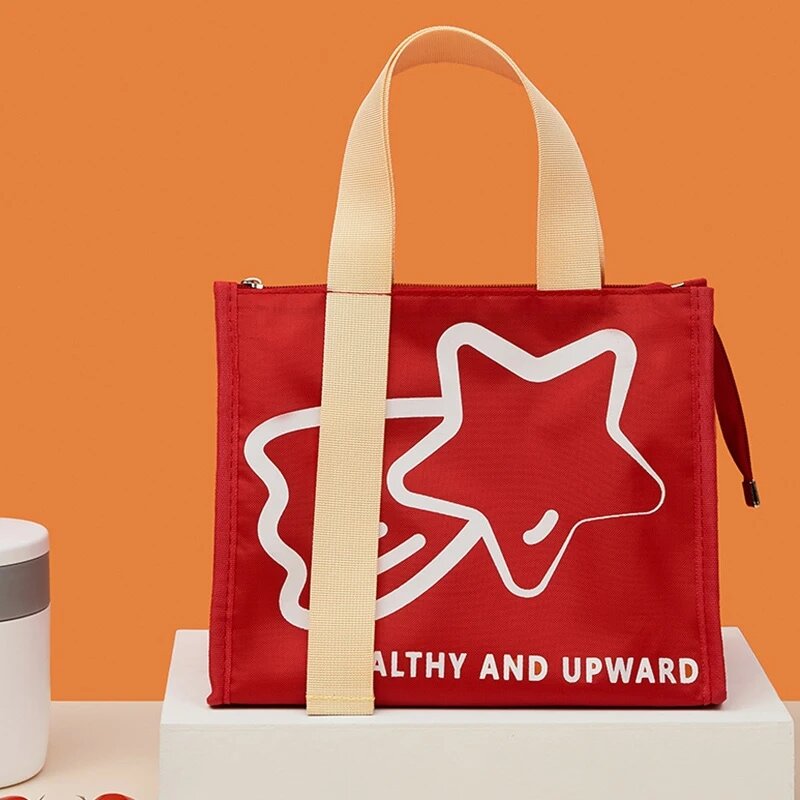 Милая сумка для ланча для студентов, портативная утолщенная водонепроницаемая сумка большой вместимости с теплоизоляцией, кухонные аксессуары