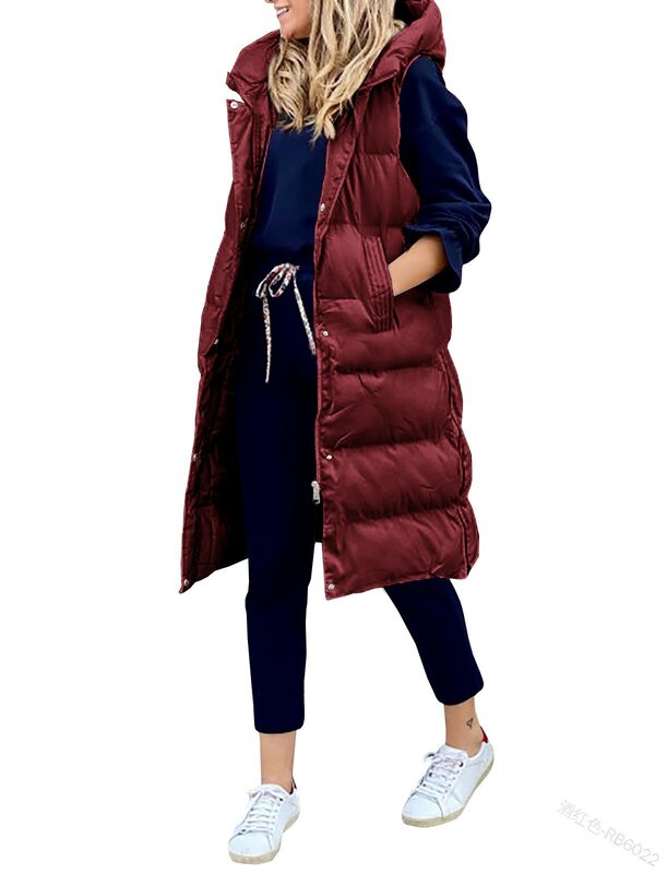 Outono/inverno casacos e casacos com capuz colete feminino