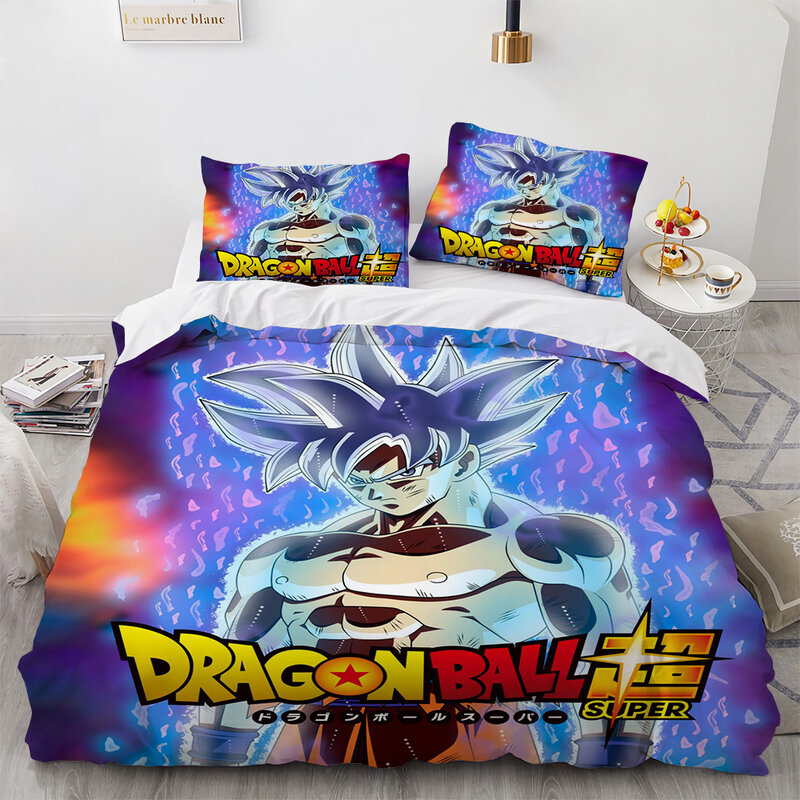 Juego de cama 3D con fundas de almohada de Dragon Ball Z, ropa de cama con dibujos animados de Son Goku, Super Saiyan, individual, doble, matrimonio, King, textiles para el hogar