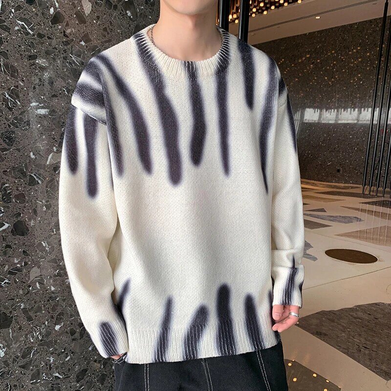 2022 męska luźny pulower Hombre moda sweter Harajuku dla mężczyzn ciepłe nowa wiosna z długim rękawem mężczyzna Fit młodzieży O-Neck dzianiny