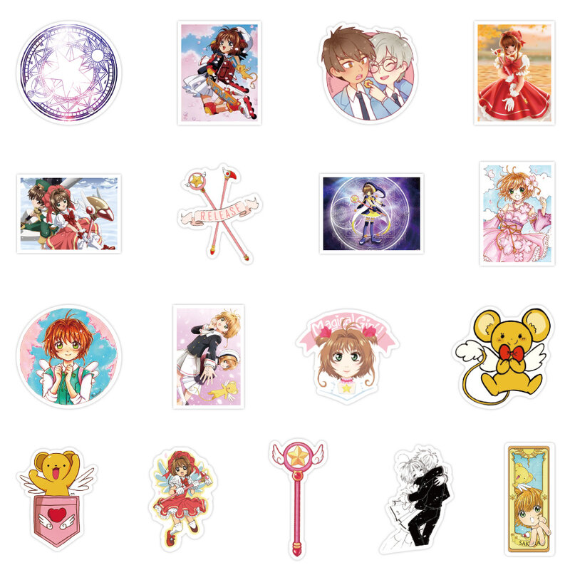 50pcs Card Captor Sakura adesivi per telefono frigorifero Stick Anime adesivi per cartoni animati carte bancaire Scrapbook decorazioni per valigie
