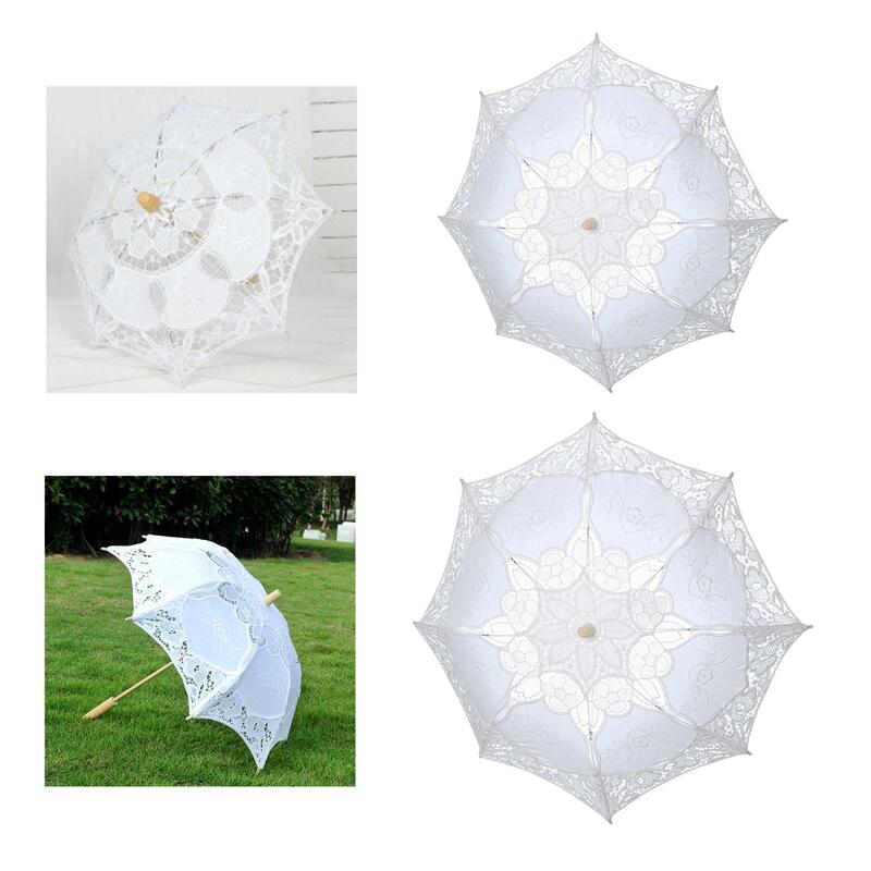 Lace Umbrella Decor Elegant Hollow Handmade Fashion Accessories Stylish Parasol for Photography Prop Bridal Wedding Party Beach