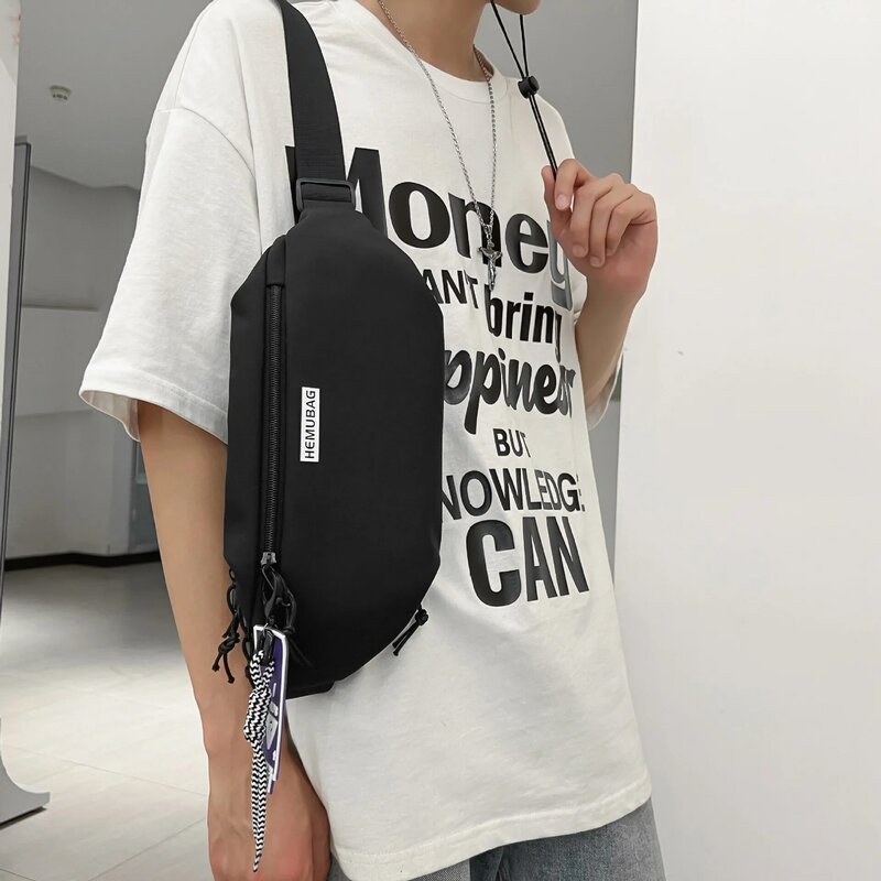 Borsa petto giapponese moda donna semplice coppia borsa casual tela messenger bag sport fitness marsupio uomo