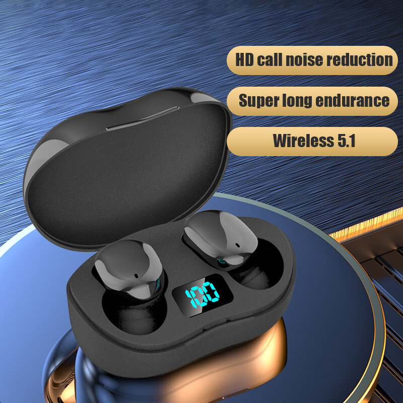 Draadloze Hoofdtelefoon Bluetooth 5.1 Headset Handsfree Hd Oproep Ruisonderdrukking Koptelefoon Tws Mini In Ear Bass Oordopjes Power Display