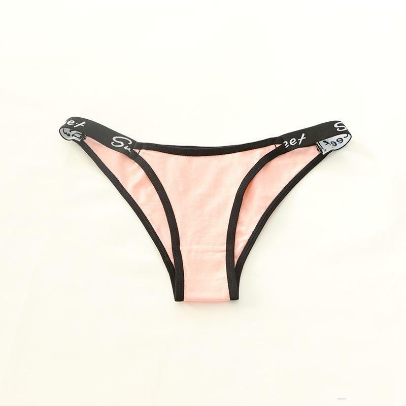 2022 New Sexy English Alphabet Simple Underwear Womens Low Waist Solid Color Cotton Girl Thong