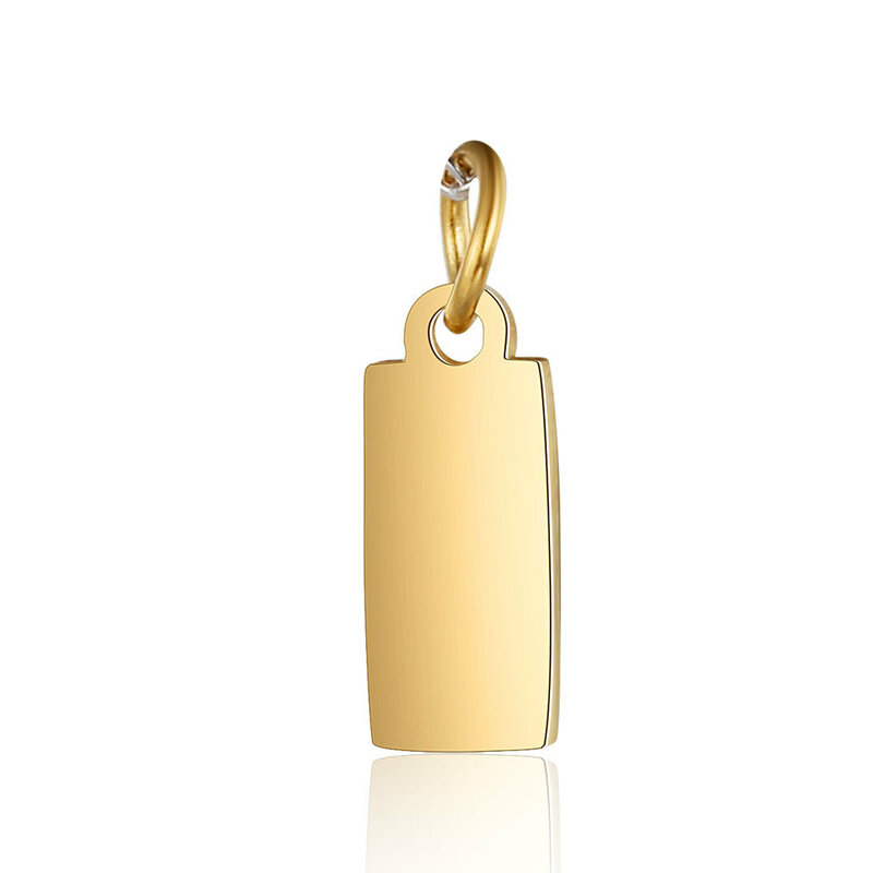 Encantos personalizados para fazer jóias ouro cor cuboid pingente de aço inoxidável gravar logotipo carta diy brinco pulseira colar