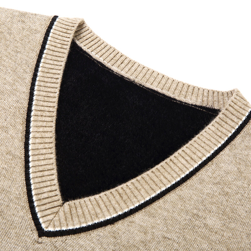 Gilet da uomo in pura lana 2022 primavera nuovo maglione scollo a v gilet senza maniche per giovani e di mezza età