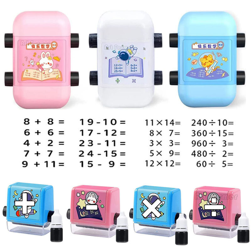 Math Roller Stamp Addition Subtraction Multiplication Division Practice Digital Type Mathematical Operation Stamp Pupils Teacher