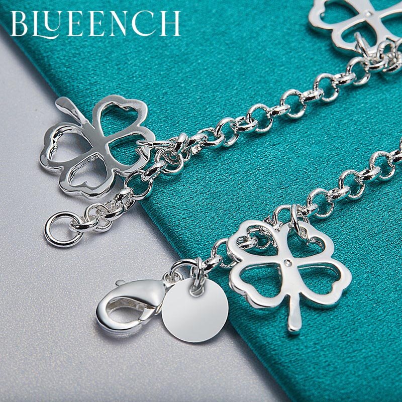 Blueench 925 sterling silver leaf temperamento pulseira para senhoras noivado casamento moda glamour jóias