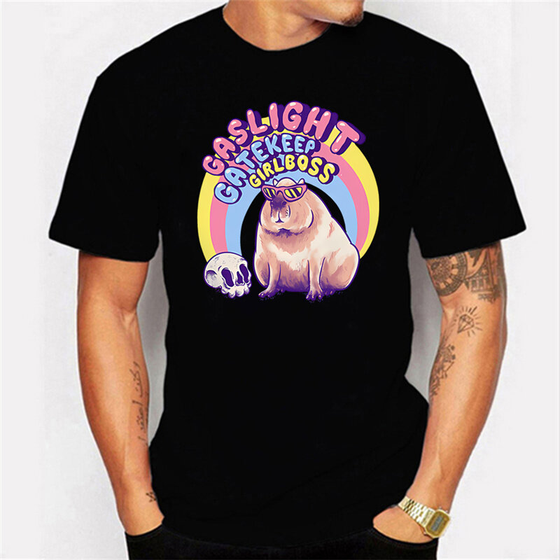Capybara Schädel Tier Druck T-shirt Männer 2022 Harajuku T Shirts Kurzarm Männlichen Top T-stück Beiläufige Übergroßen T-shirts Shirts für männer