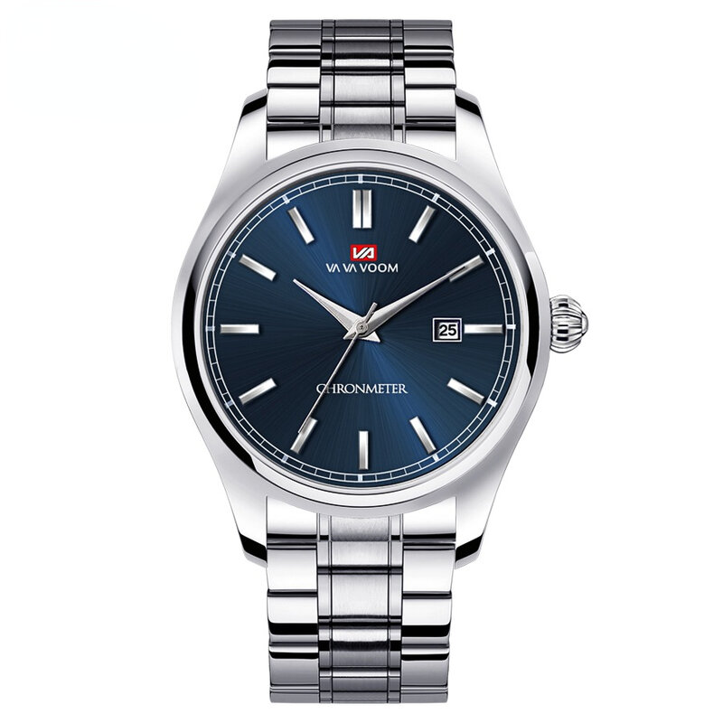 2022 new men's watch men's waterproof trend quartz business leisure steel band calendar non mechanical watch