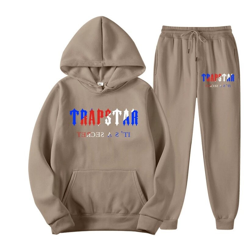 TRAPSTAR Brand Tracksuit Printed Sportswear Men Clothing Warm Two Pieces Set Loose Hoodie Sweatshirt + Pants Set Hoodie jogging