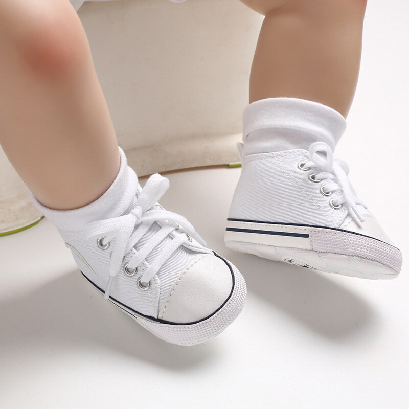 Zapatillas para Recién Nacido, Zapatos Antideslizantes de Suela Blanda, Clásicas Deportivas de Lona para Bebé Niño o Niña