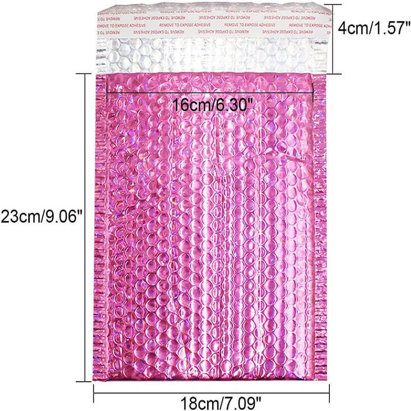 50Pcs 우편물 폴 리 버블 레이저 로즈 레드 패딩 우편 봉투 우편물 선물 포장 셀프 인감 가방 거품 패딩 봉투