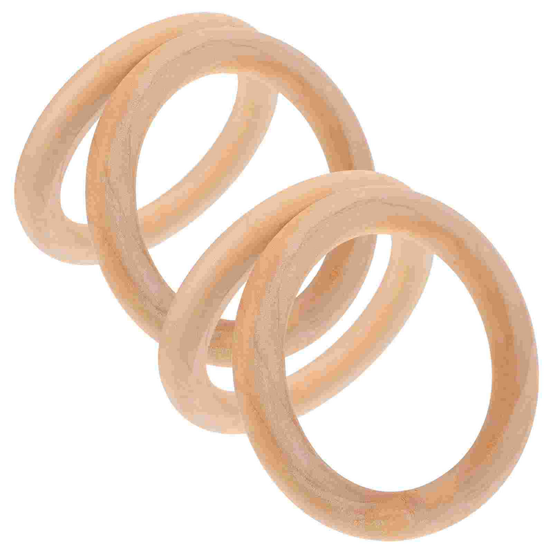 4Pcs Wooden Rings Decorative Circles Round Hanging Rings Handheld Bag Handles