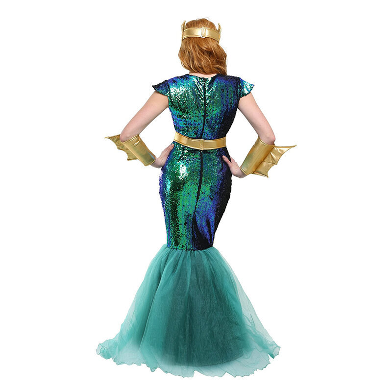 Disfraz de Poseidón de dios griego para hombre y mujer, traje de sirena de mar, reina de sirena, traje de pareja de Halloween