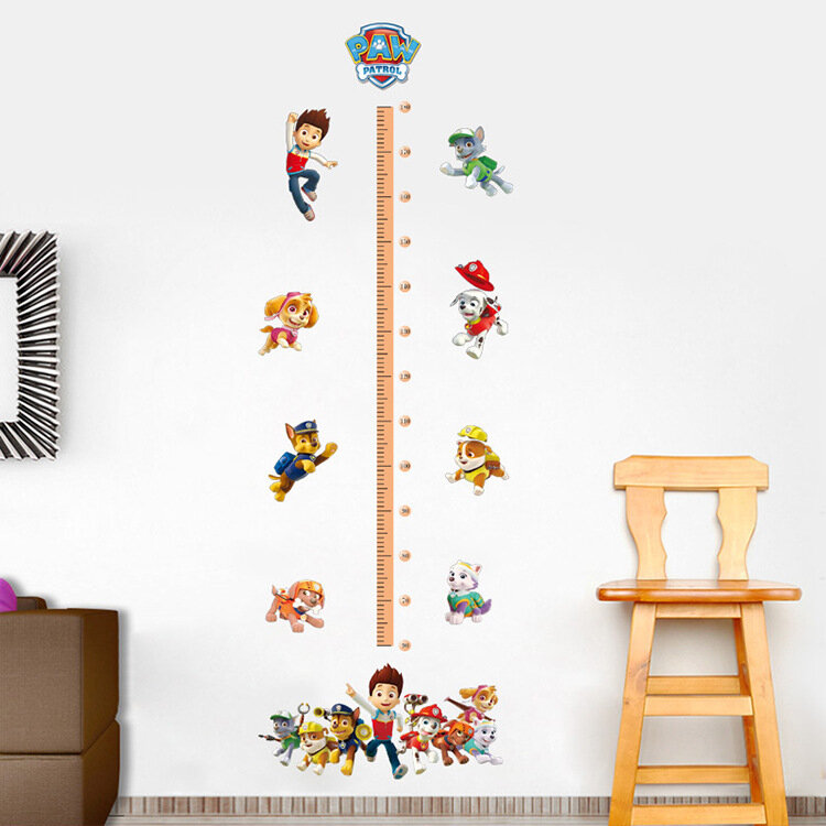 182cm 11Pcs Paw Patrol adesivi murali creativi Set misurazione dell'altezza carta da parati Chase Ryder decorazione della stanza dei bambini giocattoli regali