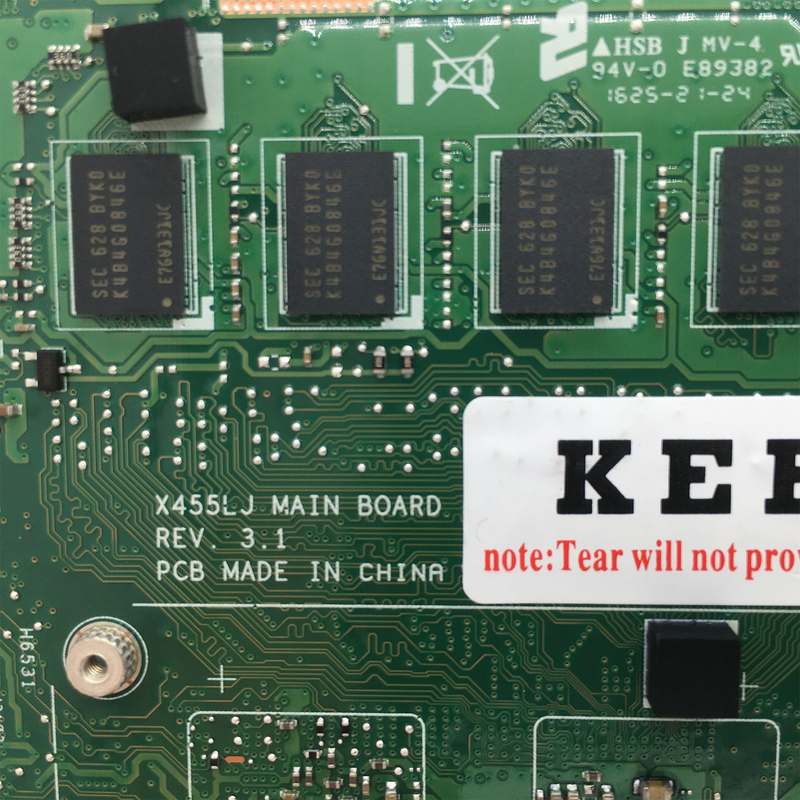 เคฟูเมนบอร์ด X455LJ สำหรับ ASUS X455LF X455L X455LD A455L F454L มาเธอร์บอร์ด X455LA แล็ปท็อป I5 I3 I7 CPU pm/uma RAM-4GB