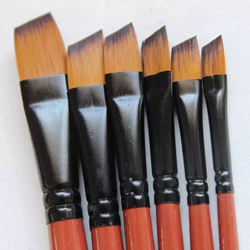 アートモデル塗料ナイロン毛アクリルオイル水彩描画画材ブラウン6個絵画クラフトアーティストペイントブラシセット