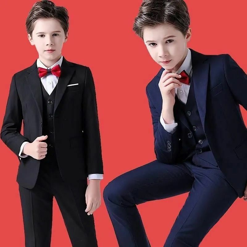 Crianças terno de negócios bonito menino vestidos de noiva companheiro crianças traje para piano desempenho médio e grande crianças menino sui