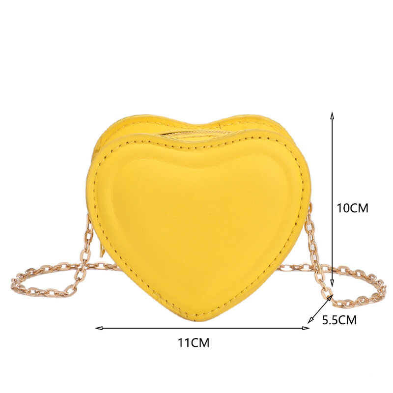 Women Crossbody Bag Love Heart Shaped Shoulder Bag Casual Solid Color PU Leather Handbag Zipper Chain Travelling Mini Bolsa 2023
