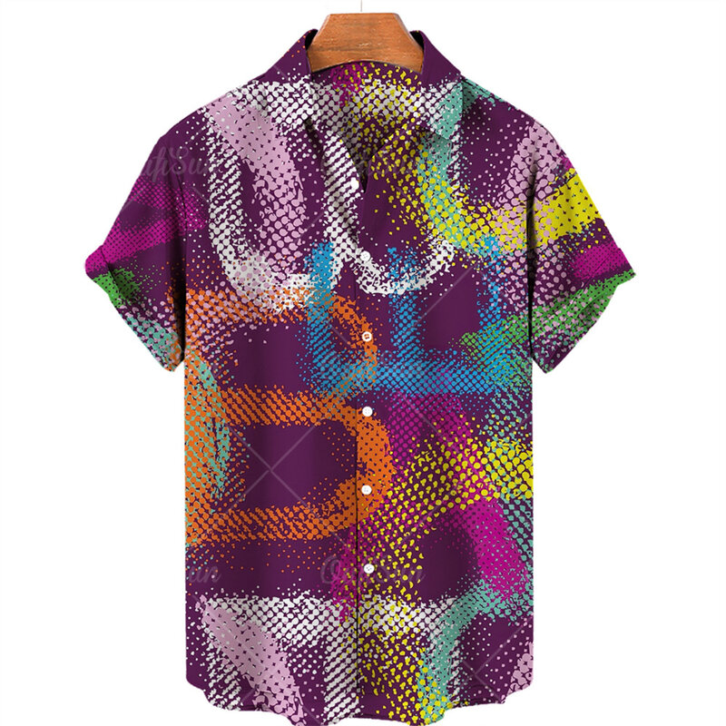 Camisa con estampado de grafiti 3d para hombre, ropa de calle hawaiana a la moda, con solapa informal para playa, talla grande 2022, 2022