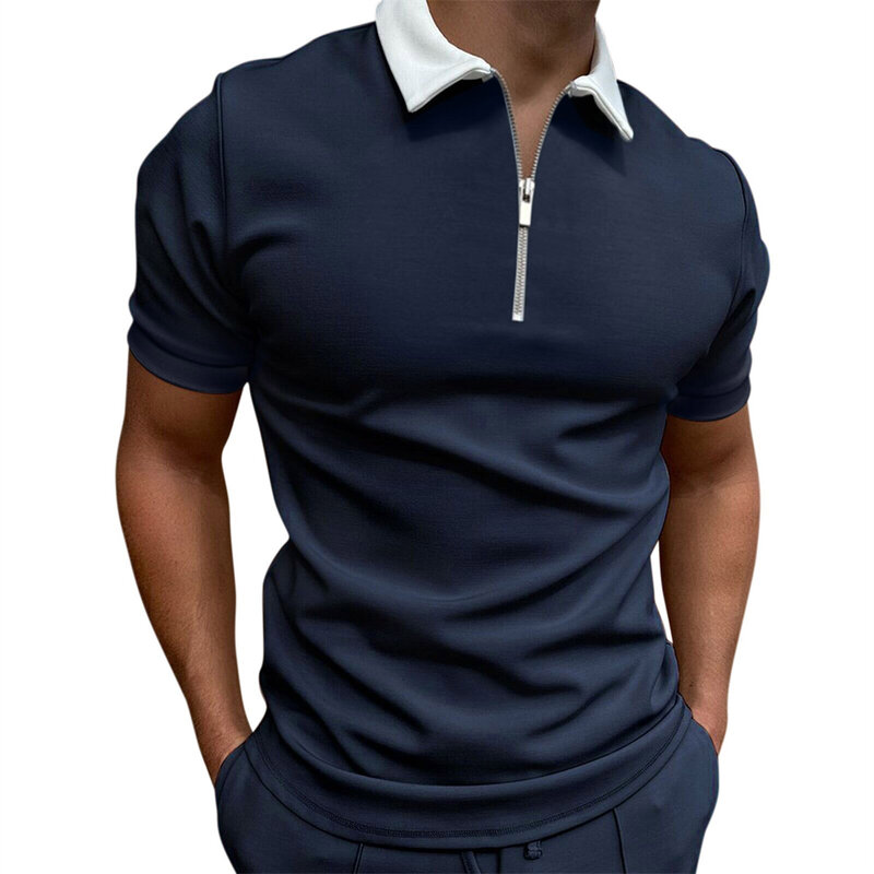 2023 الصيف رجل الأعمال عادية قصيرة الأكمام قميص بولو موضة التلبيب تي شيرت الرجال تنفس بولو قميص الرجال الملابس