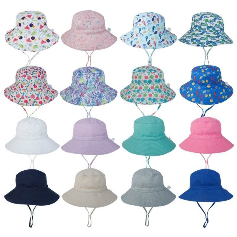 Fashion Summer Baby Hat for Girl Boys Kids Bucket Hat Spring Autumn Travel Beach Hat Baby Cap Sun Hats with Windproof Rope 2022