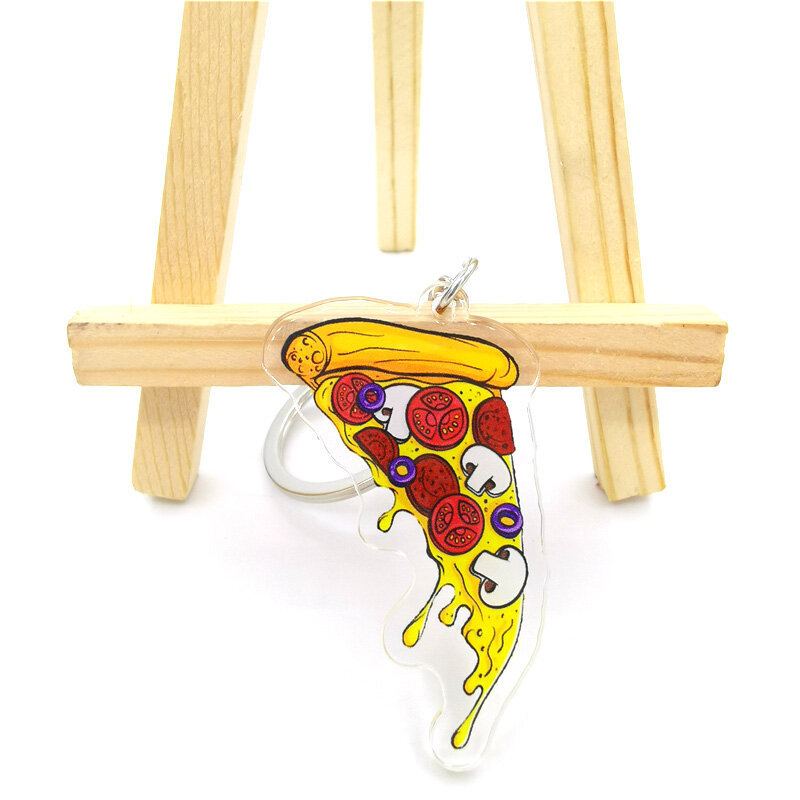 بيتزا همبرغر اليدوية جميل اللون زهرة مفتاح سلسلة سماعة مفتاح غطاء حلقة الكرتون حقيبة حلية قلادة سيارة مفتاح سلسلة