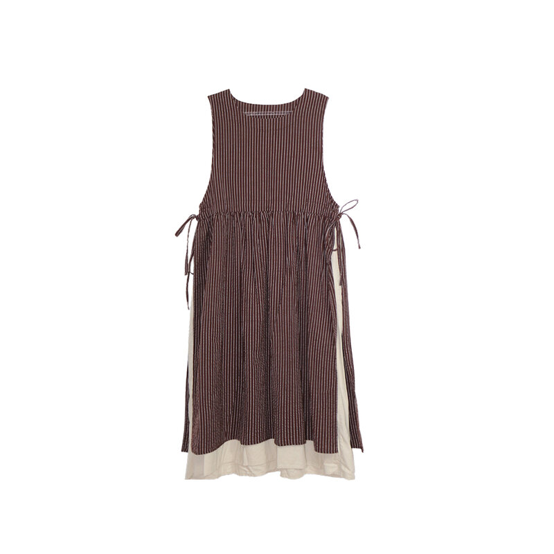 Leorlax-サイドスリット付きノースリーブドレス,新しいサマーコレクション2023,ラウンドネック,裾とダブルカット,女性用,22026