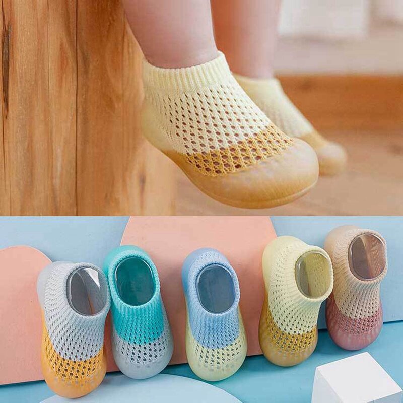 Newborn Baby Sock Shoes Kids Soft Rubber Sole Non-slip Toddler First Walkers Summer Children Girls Boys Color Matching