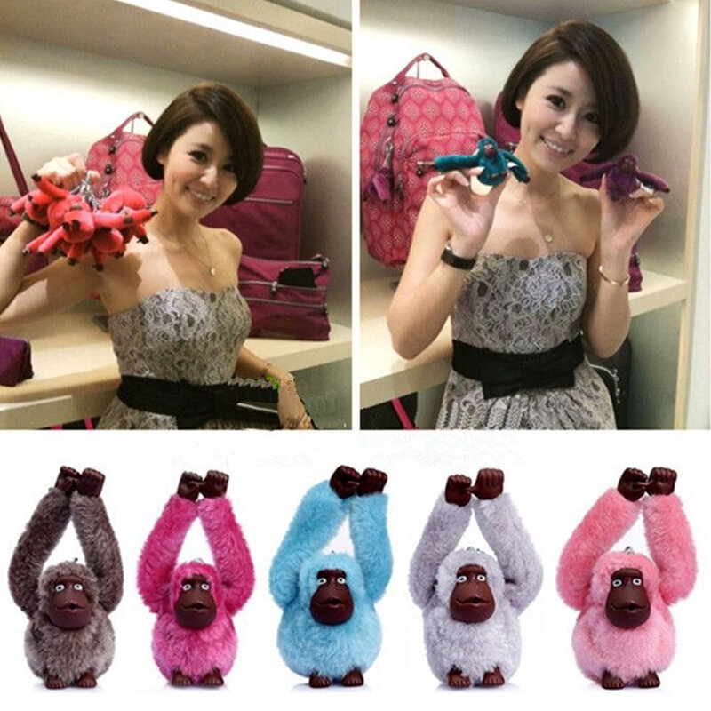 Cute Fluffy Fur Tiny Monkey Key Chain For Woman Mini Gorilla Keychain On Bag Car Trinket Jewelry Wedding Party Kids Toys Gift