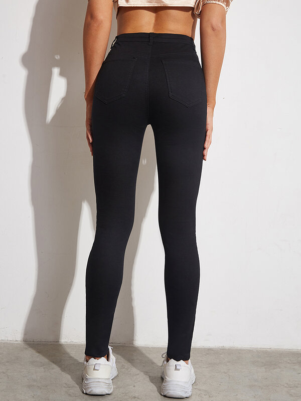 Leggings calças de brim mulheres estiramento magro cintura alta preto magro calças de lápis de fitness hip magro confortável jeggings mãe calças elásticas jean
