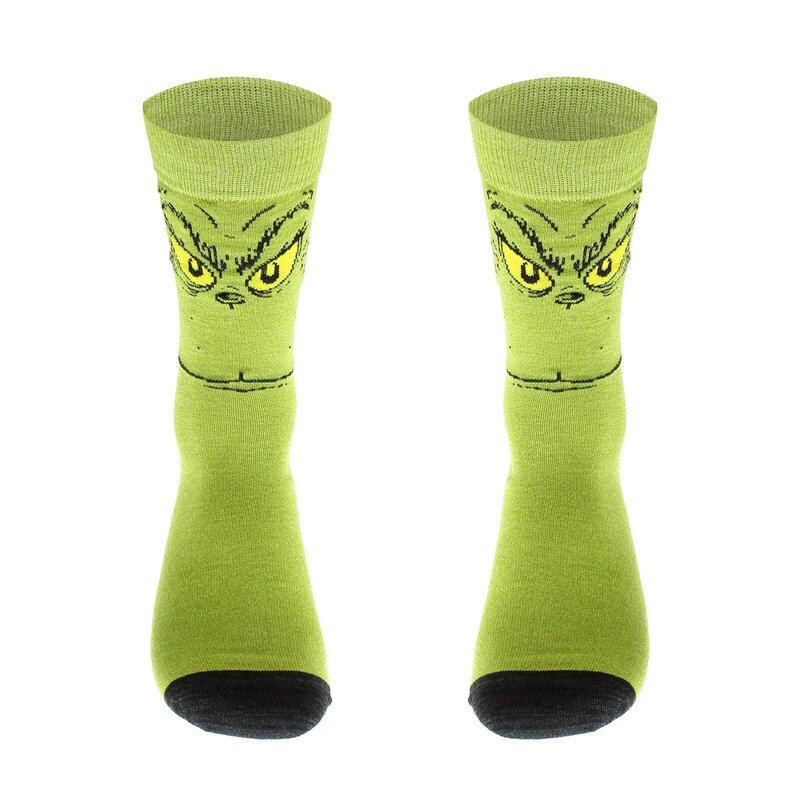 Christmas Gift Socks Women Men Green Monster Sock Xmas Novelty Ghost Elf Casual Funny Anime Hosiery Cotton Male Sock Female
