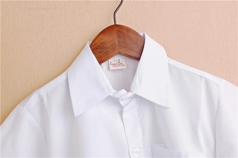 Boy white shirts Summer children's clothing cotton short-sleeved white shirt Kids top shirt for boys clothes 10 12 year