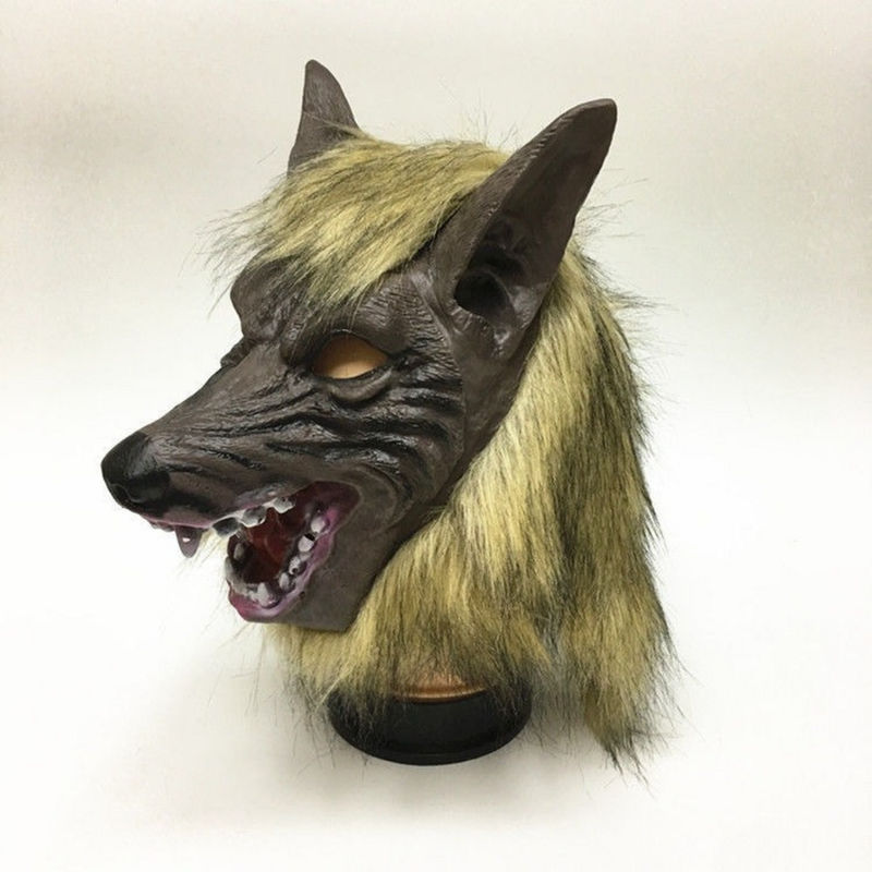 Disfraz de lobo Creepy para Halloween, máscara de lobo, conjunto de garras de hombre lobo, guantes de Terror, diablo, tocado de fantasía, accesorios de broma, sombrero de lobo