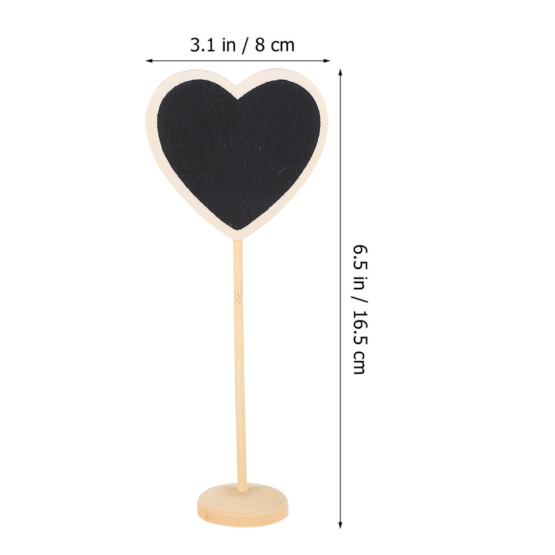Mini pizarra con forma de corazón, tablero de mensajes de madera práctico, 10 piezas
